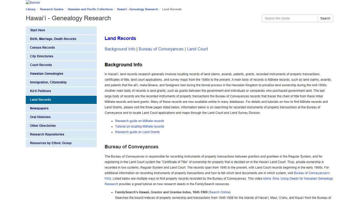 Land Records - Hawaiʻi - Genealogy Research - Research Guides at University of Hawaii at Manoa