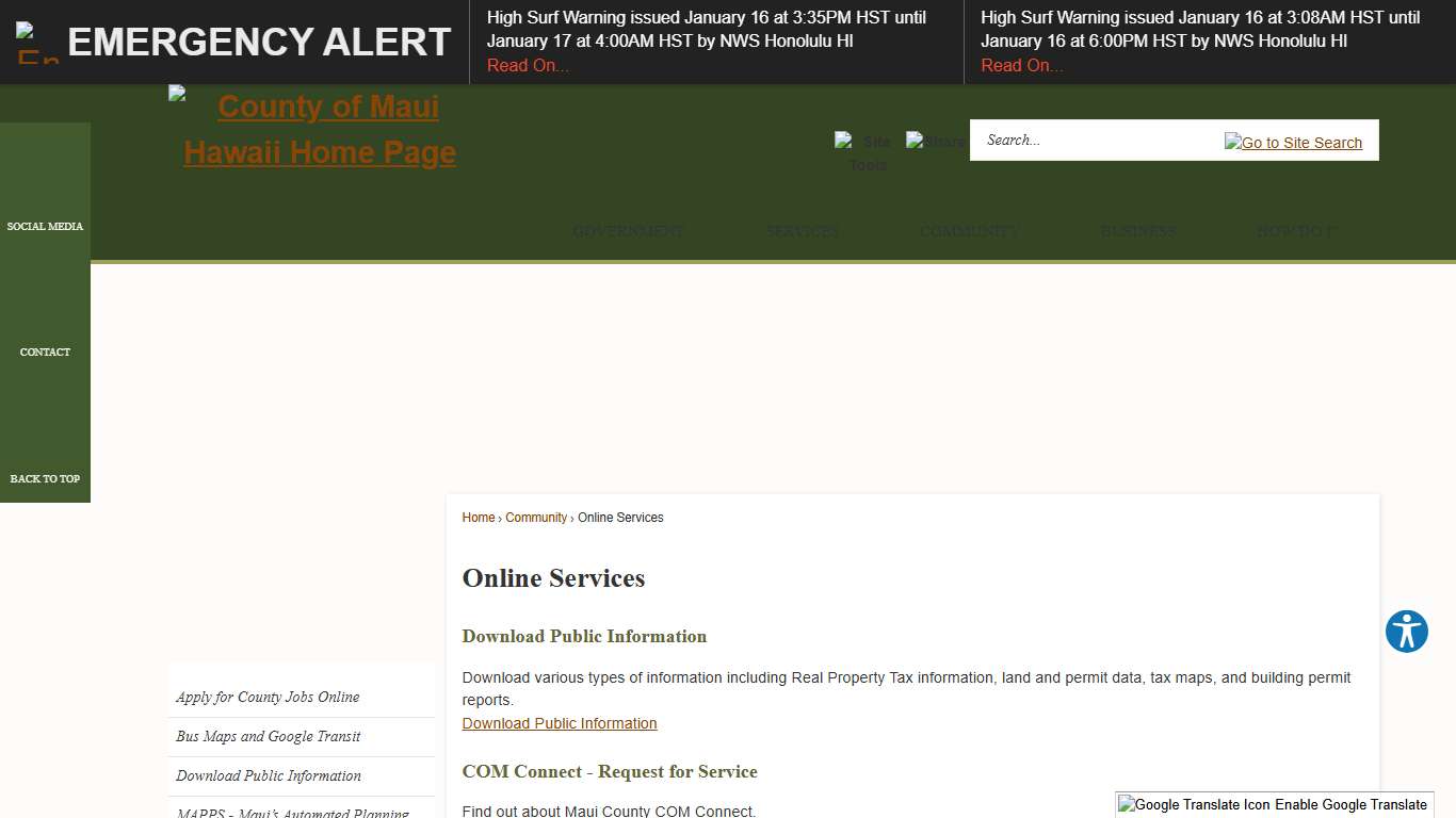 Online Services | Maui County, HI - Official Website